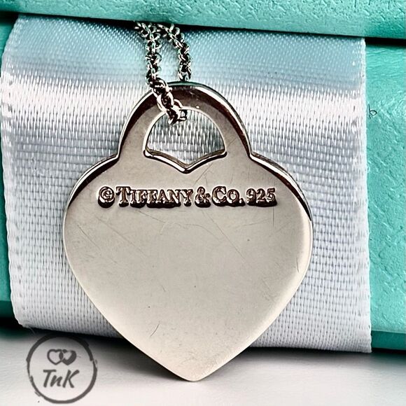 Tiffany & Co Retired Notes Collection Silver I Love You Script Heart Pendant 18” - Picture 5 of 16